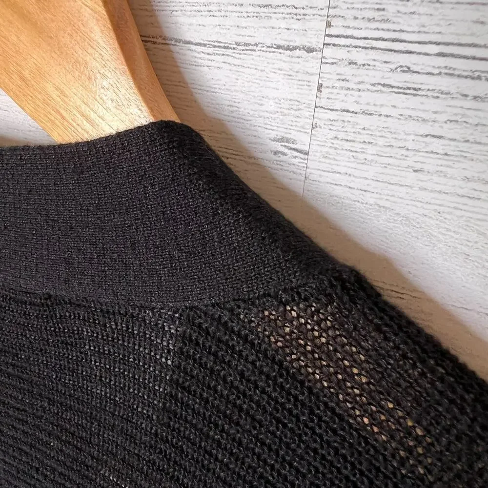 Loft Cardigan Womens Size XS Black Button Down Linen Blend Fabric Buttons